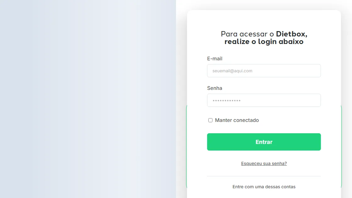 Dietbox B2C screenshot